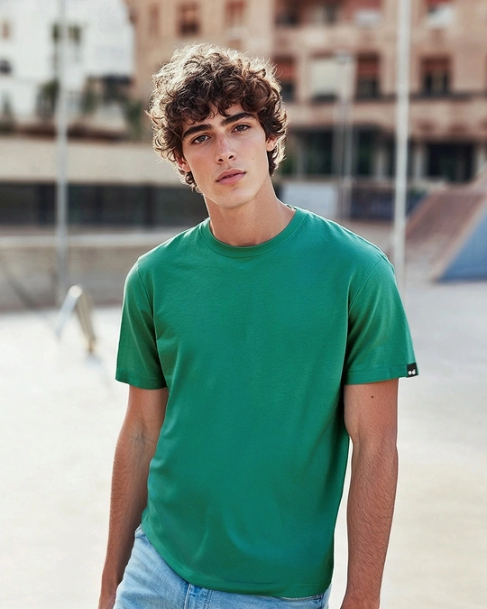 Bewakoof-Dark Forest Green Half Sleeve T-Shirt