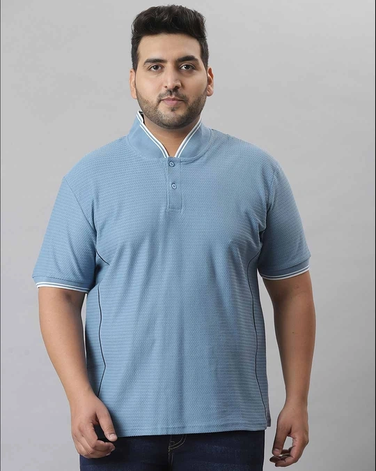 Instafab Plus-Men's Blue Stylish Half Sleeve Casual T-shirt