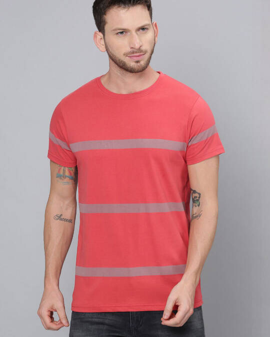 Dillinger-Men's Red Striped Slim Fit T-shirt