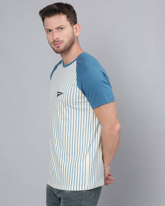 Dillinger-Men's White & Blue Striped Slim Fit T-shirt 3 Dillinger-Men's White & Blue Striped Slim Fit T-shirt