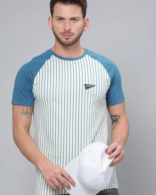 Dillinger-Men's White & Blue Striped Slim Fit T-shirt 6 Dillinger-Men's White & Blue Striped Slim Fit T-shirt