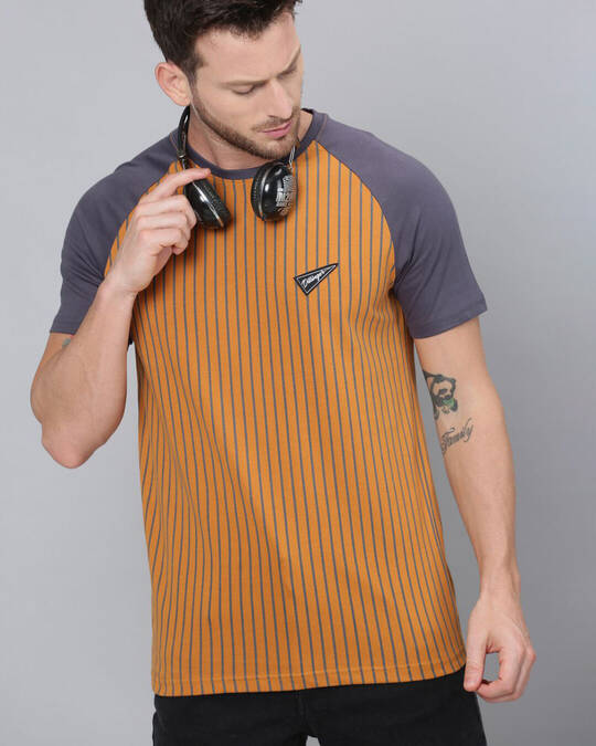 Dillinger-Men's Brown Striped Slim Fit T-shirt