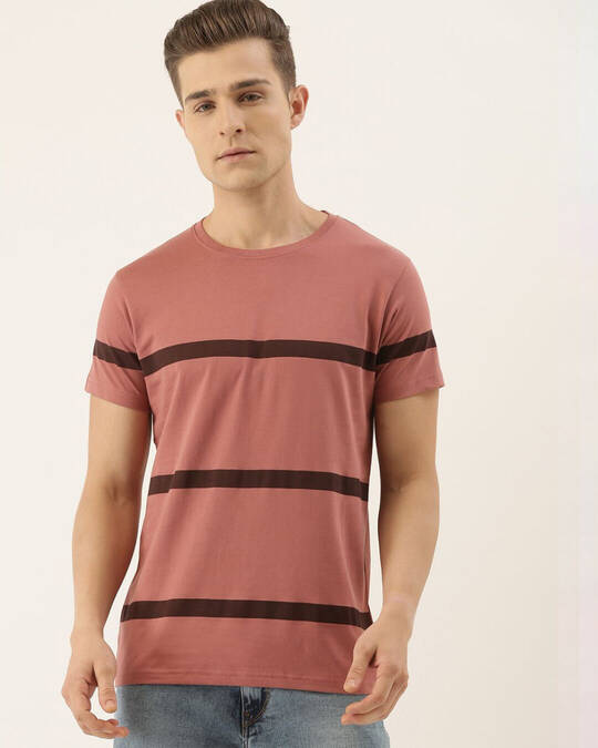 Dillinger-Men's Pink Striped Slim Fit T-shirt