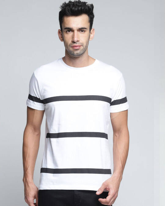 Dillinger-Men's White Striped Slim Fit T-shirt