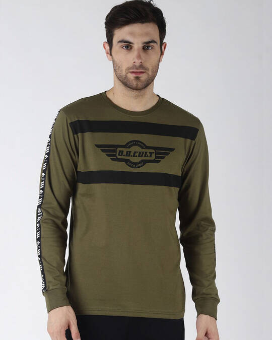 Difference of Opinion-Men's Green Typography Slim Fit T-shirt