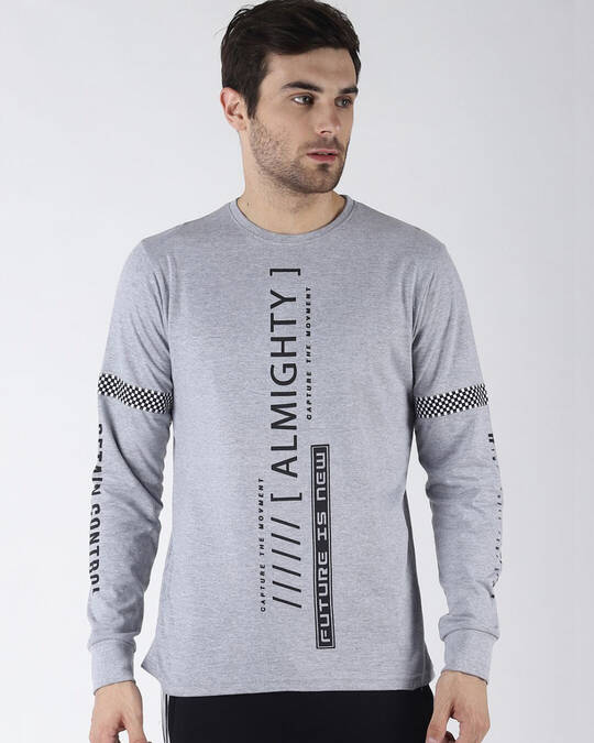 Difference of Opinion-Men's Grey Typography Slim Fit T-shirt