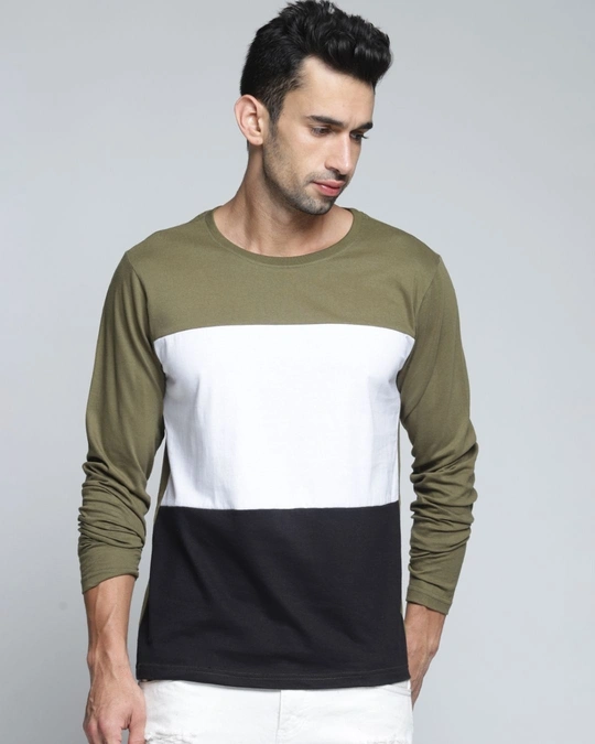 Dillinger-Men's Green & White Color Block Slim Fit T-shirt 1 Dillinger-Men's Green & White Color Block Slim Fit T-shirt