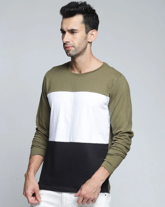 Dillinger-Men's Green & White Color Block Slim Fit T-shirt 3 Dillinger-Men's Green & White Color Block Slim Fit T-shirt