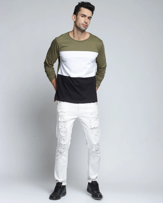 Dillinger-Men's Green & White Color Block Slim Fit T-shirt 5 Dillinger-Men's Green & White Color Block Slim Fit T-shirt