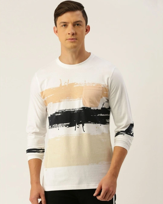 Difference of Opinion-Men's White Typography Slim Fit T-shirt