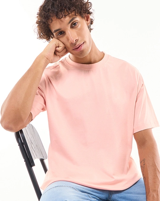 Bewakoof-Men's Seashell Pink T-shirt