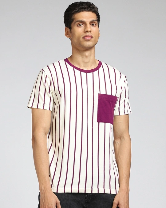 Bewakoof-Not So Wine Pocket Stripe T-shirt