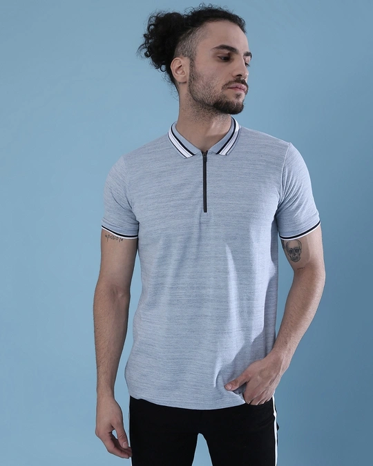 Campus Sutra-Men's Light Blue Regular Fit T-shirt