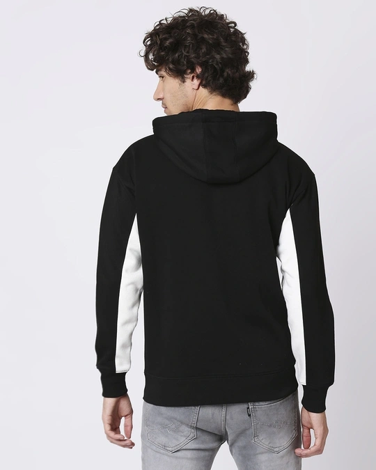 Bewakoof-Men's Black & White Color Block Zipper Hoodies 3 Bewakoof-Men's Black & White Color Block Zipper Hoodies