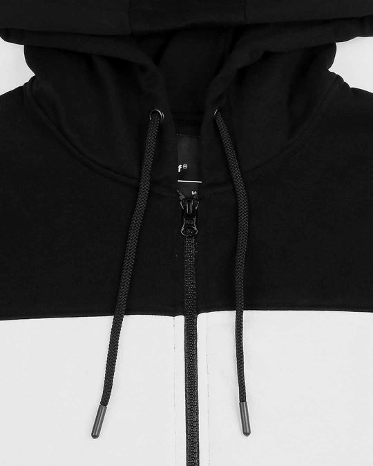Bewakoof-Men's Black & White Color Block Zipper Hoodies 6 Bewakoof-Men's Black & White Color Block Zipper Hoodies