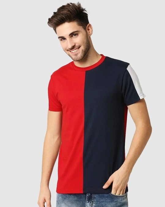 Bewakoof-Chili Pepper Pageant Blue-White Mesh Half On Half T-Shirt 1 Bewakoof-Chili Pepper Pageant Blue-White Mesh Half On Half T-Shirt