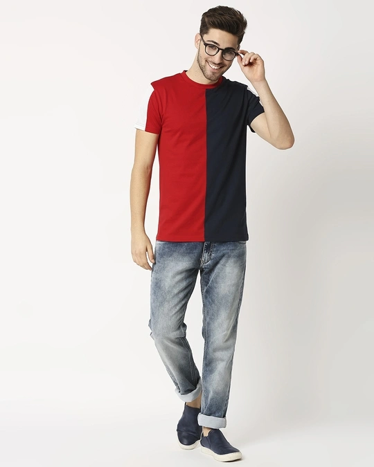 Bewakoof-Chili Pepper Pageant Blue-White Mesh Half On Half T-Shirt 6 Bewakoof-Chili Pepper Pageant Blue-White Mesh Half On Half T-Shirt