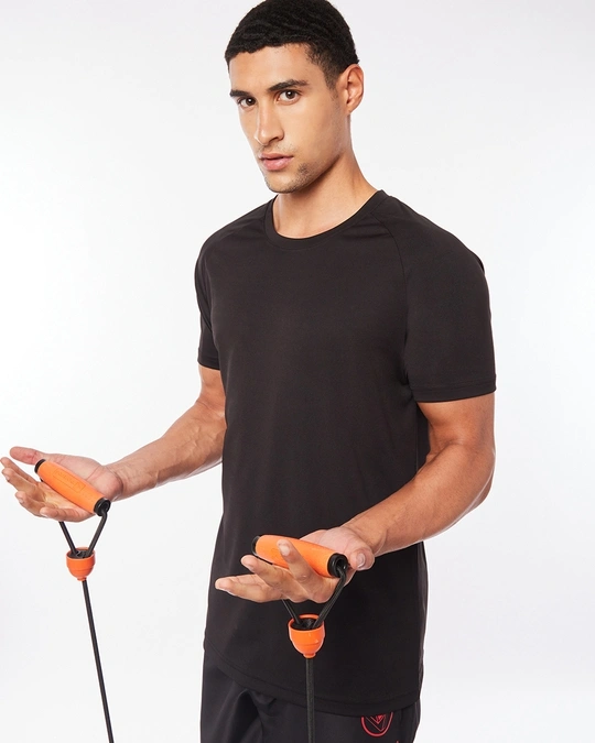 PLAY BY BEWAKOOF-Men's Black Training Slim Fit T-shirt