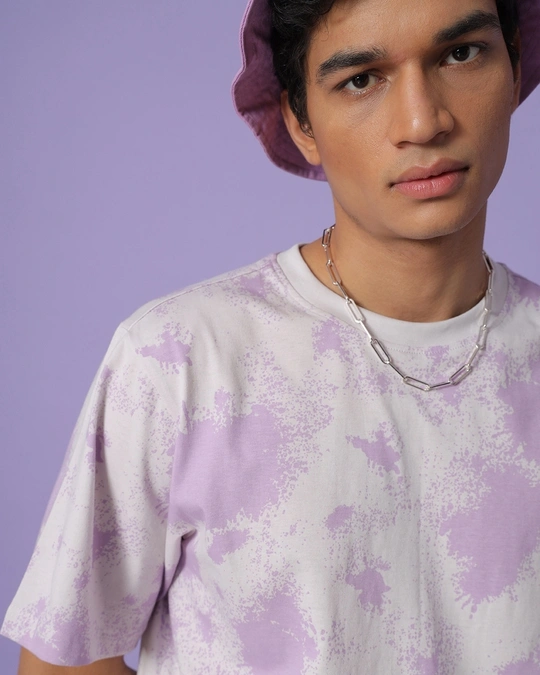 Bewakoof-Men's Purple All Over Printed Oversized T-shirt