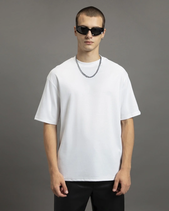 Bewakoof-Men's White Oversized T-shirt