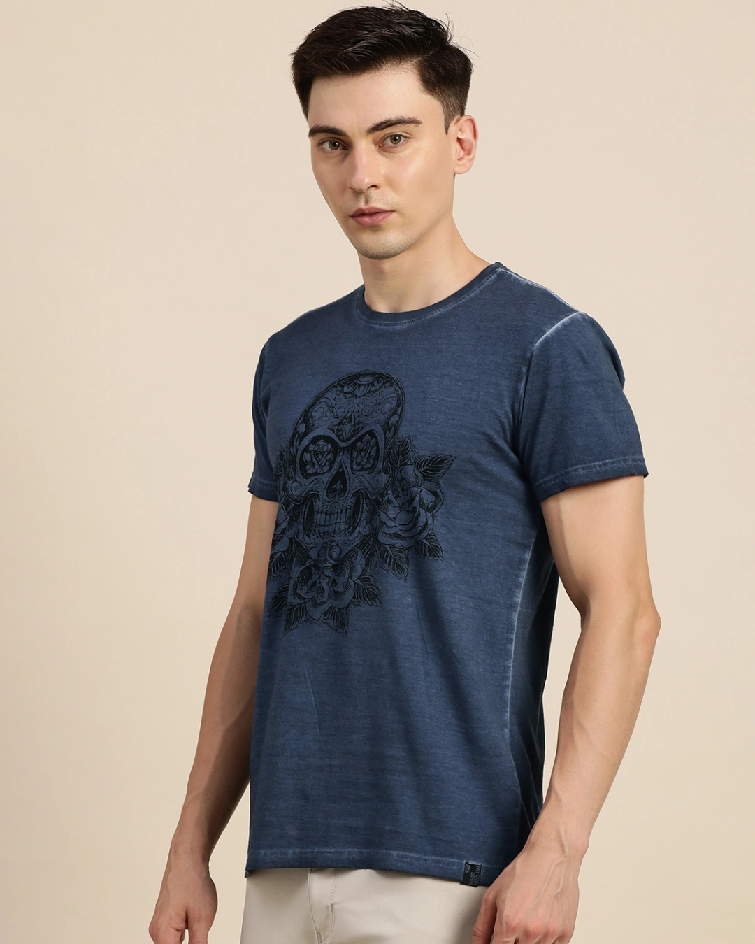 Difference of Opinion-Men's Blue Graphic Printed Slim Fit T-shirt 2 Difference of Opinion-Men's Blue Graphic Printed Slim Fit T-shirt