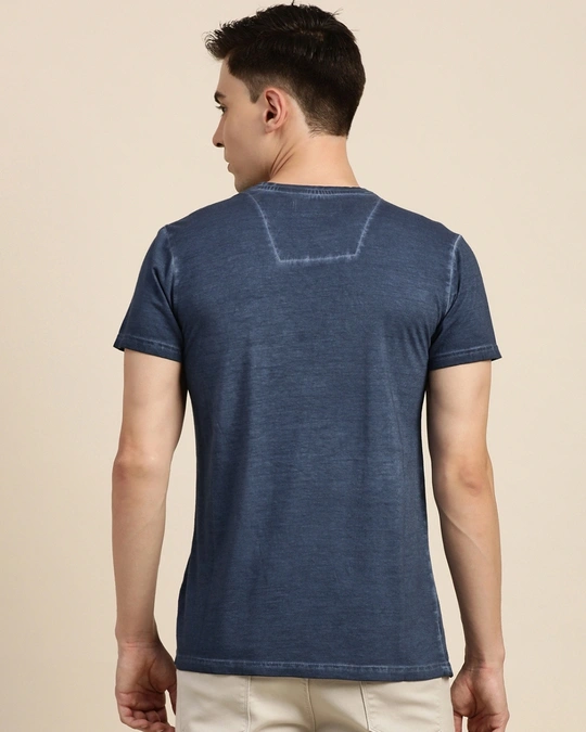 Difference of Opinion-Men's Blue Graphic Printed Slim Fit T-shirt 3 Difference of Opinion-Men's Blue Graphic Printed Slim Fit T-shirt