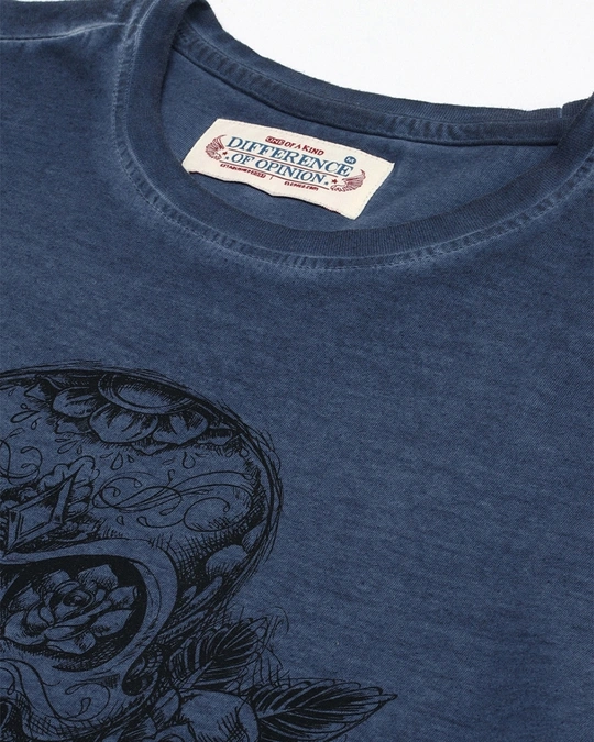 Difference of Opinion-Men's Blue Graphic Printed Slim Fit T-shirt 6 Difference of Opinion-Men's Blue Graphic Printed Slim Fit T-shirt