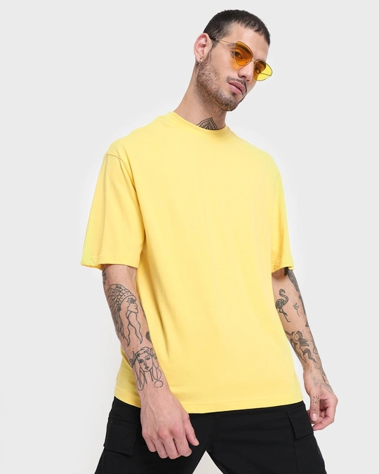 Bewakoof-Men's Yellow Lemon Drop Oversized T-shirt