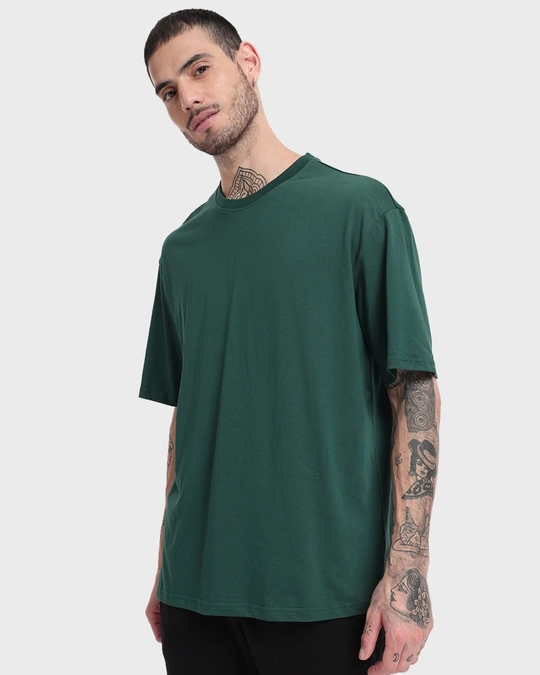 Bewakoof-Men's Dark Forest Green Oversized T-shirt