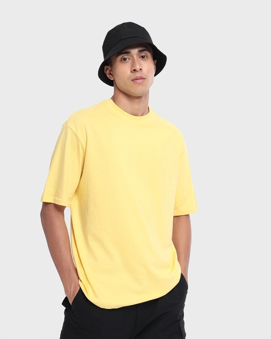 Bewakoof-Men's Lemon Yellow Oversized T-shirt