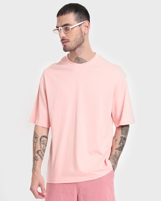 Bewakoof-Men's Seashell Pink Oversized T-shirt