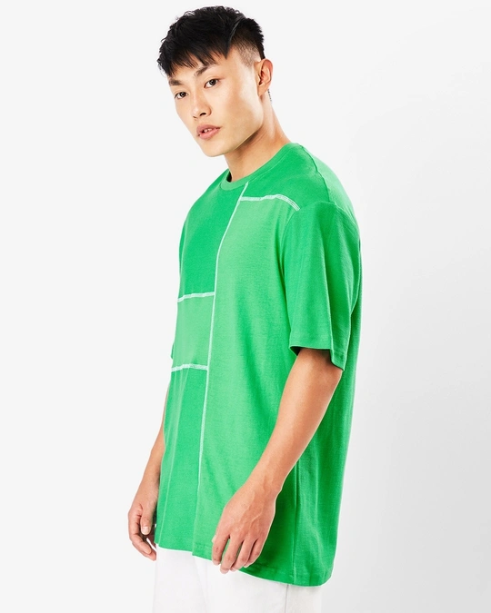 Bewakoof-Men's Varsity Green Oversized Contrast T-shirt 3 Bewakoof-Men's Varsity Green Oversized Contrast T-shirt