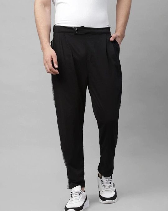 Rigo-Men's Black Side Striped Track Pants 1 Rigo-Men's Black Side Striped Track Pants