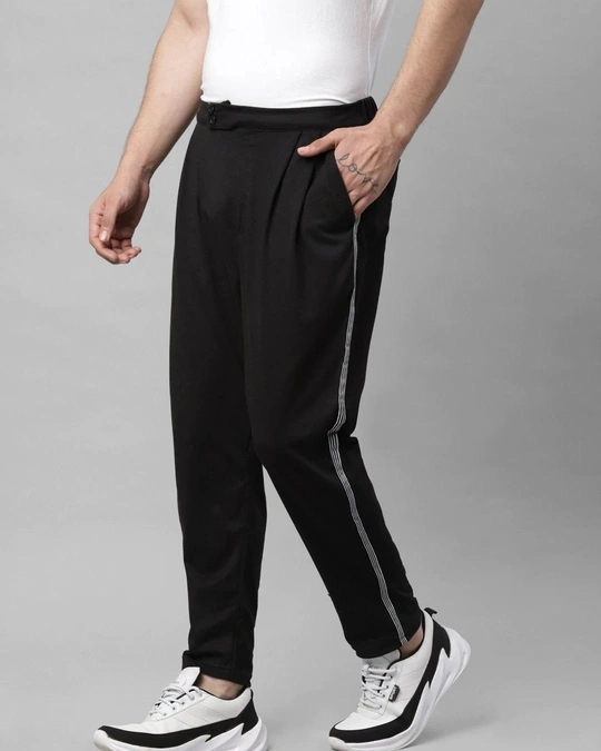Rigo-Men's Black Side Striped Track Pants 3 Rigo-Men's Black Side Striped Track Pants