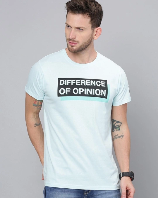 Difference of Opinion-Men's Blue Typography Slim Fit T-shirt 1 Difference of Opinion-Men's Blue Typography Slim Fit T-shirt