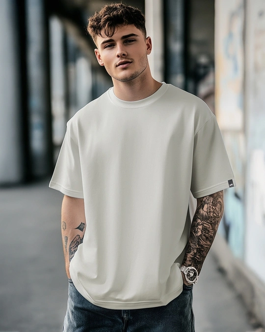Bewakoof-Men's Grey Oversized T-shirt