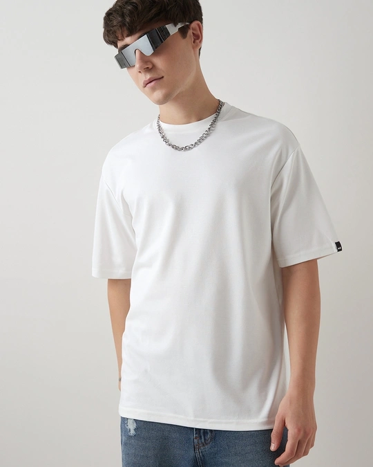 Bewakoof-Men's White Oversized T-shirt