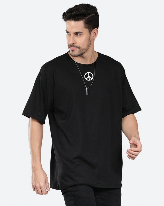 Mad Over Print-Men's Black Typography Puff Protect Oversized T-shirt 3 Mad Over Print-Men's Black Typography Puff Protect Oversized T-shirt