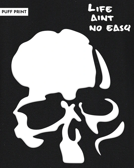 Mad Over Print-Men's Black Graphic Printed Puff No Easy Oversized T-shirt 6 Mad Over Print-Men's Black Graphic Printed Puff No Easy Oversized T-shirt