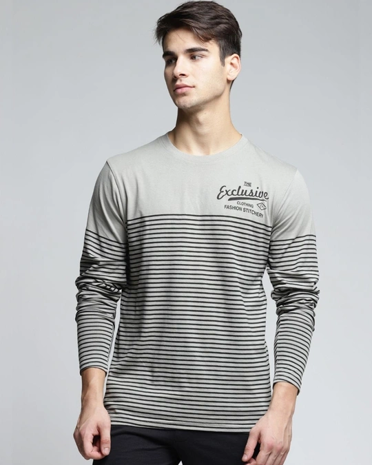 Difference of Opinion-Grey Striped T Shirt