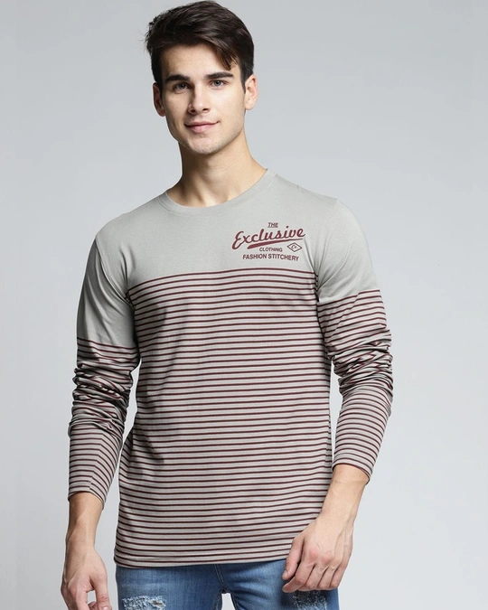 Difference of Opinion-Grey Striped T Shirt