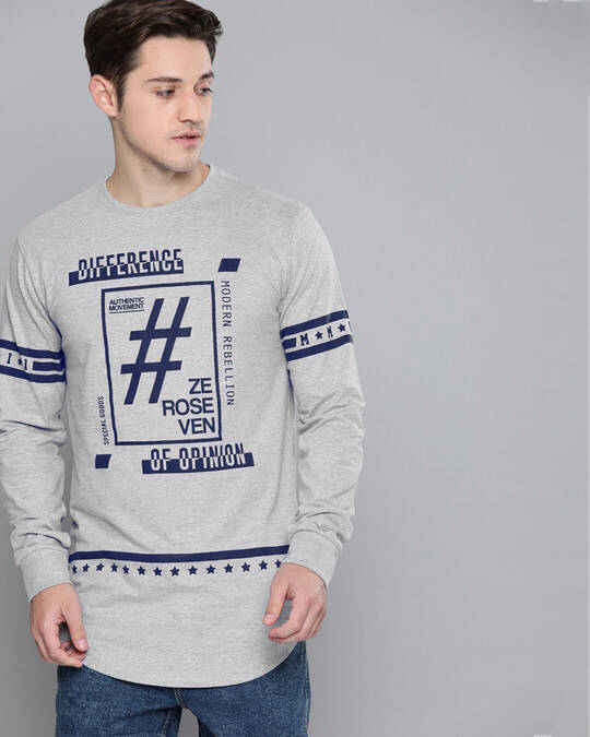 Difference of Opinion-Men's Grey Graphic Printed Slim Fit T-shirt
