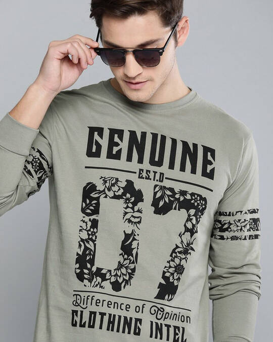 Difference of Opinion-Men's Grey Graphic Printed Slim Fit T-shirt