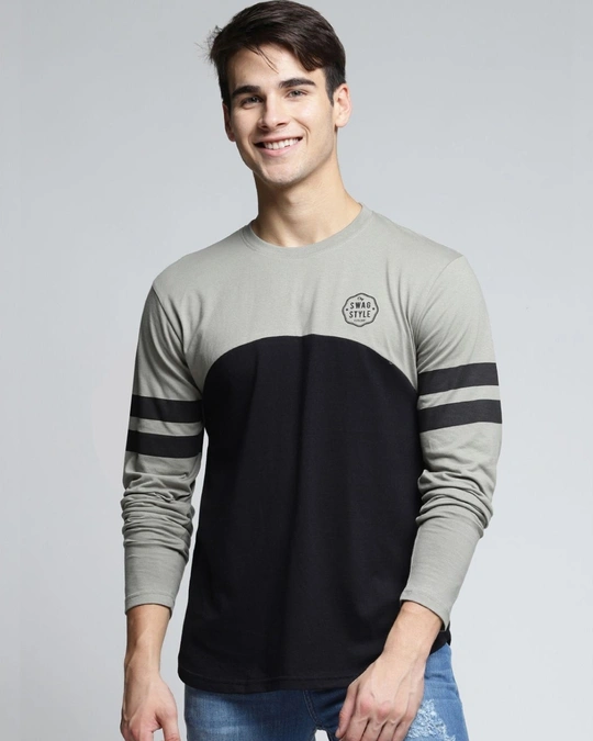 Difference of Opinion-Grey Colourblocked T Shirt 1 Difference of Opinion-Grey Colourblocked T Shirt