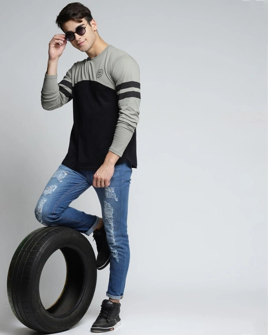 Difference of Opinion-Grey Colourblocked T Shirt 6 Difference of Opinion-Grey Colourblocked T Shirt
