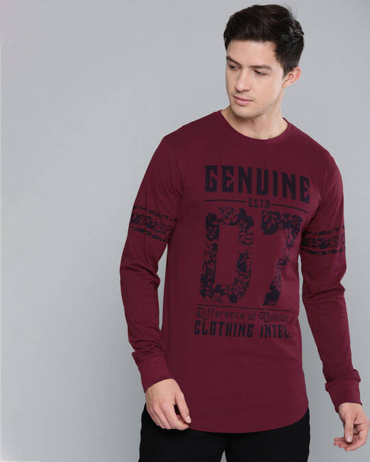 Difference of Opinion-Men's Maroon Graphic Printed Slim Fit T-shirt
