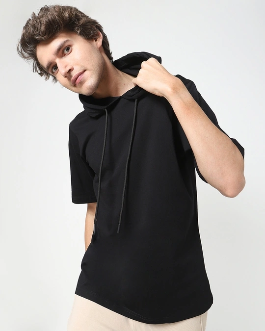Bewakoof-Men's Black Hoodie T-shirt
