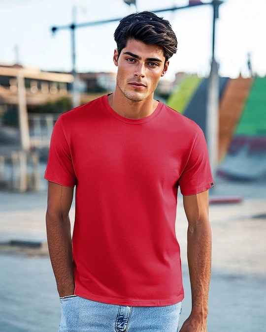 Bewakoof-Men's Red T-shirt